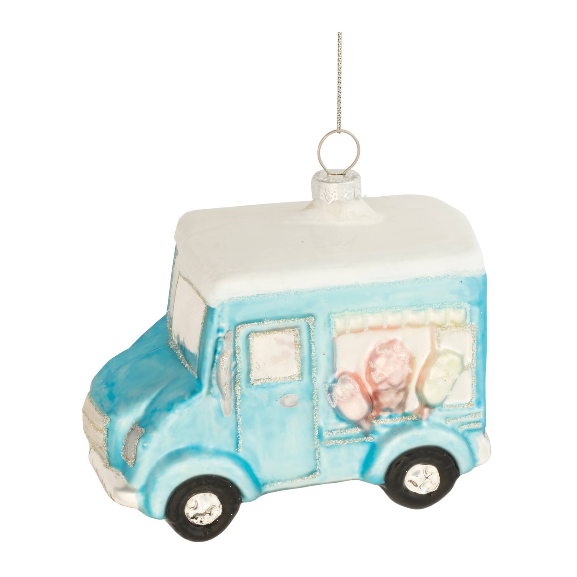4" Glass Ice Cream Truck Ornaments, 12ct.